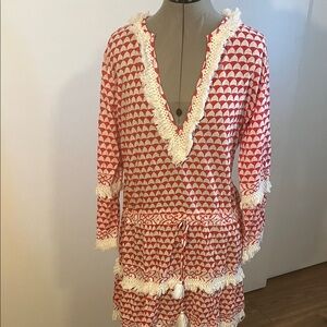 Melissa Odabash Red and White Midi Dress